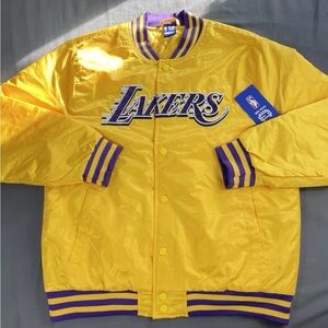 NBA Ultra Game Lakers Yellow and Purple Bombers Jacket Medium
